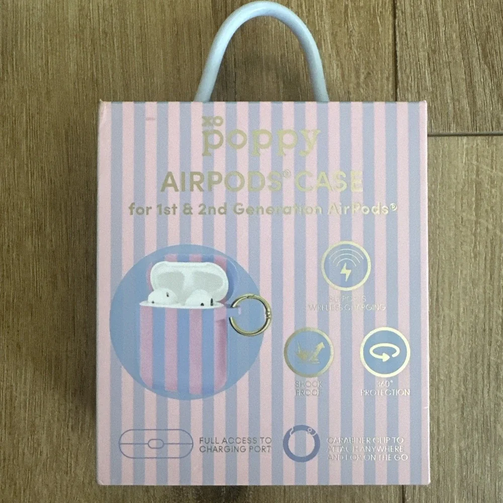 XO Poppy 1st & 2nd Generation AirPods‎ Case Keychain Cotton Candy Apple Ear Buds